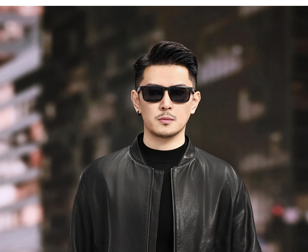 Áo Khoác Da Cừu Nam Ngắn Tay Dáng Bomber Thời Trang Màu Đen chi tiết 1