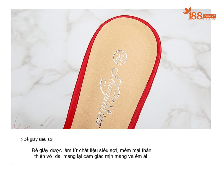 Dép Cao Gót Nữ Quai Ngang Mũi Vuông Đính Lông Chiều Cao Đế Khoảng 7cm Màu Đen, Hồng, Đỏ... chi tiết 13
