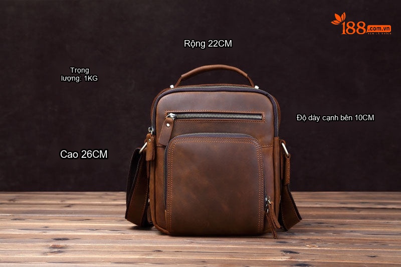 Túi Đeo Chéo Nam Da Bò Lớp Đầu Phong Cách Retro Âu Mỹ Đựng Ipad 10 Inch Màu Nâu chi tiết 10