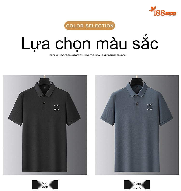 Áo Polo Nam Cotton Sợi Mịn Cộc Tay Form Rộng Màu Kem, Đen, Xám chi tiết 4