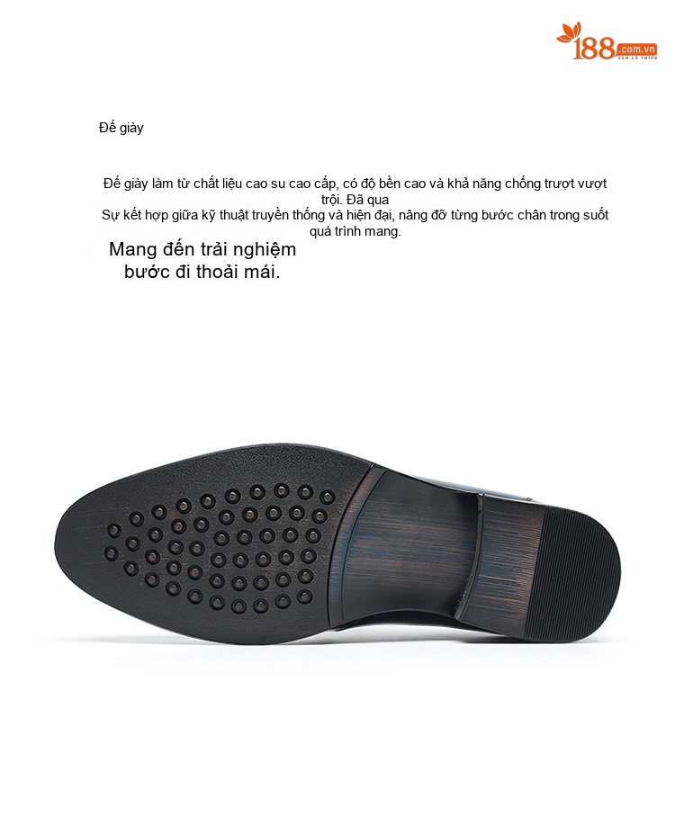 Giày Lười Nam Da Thật Brogue Chiều Cao Đế Khoảng 3cm Màu Đen, Nâu chi tiết 14