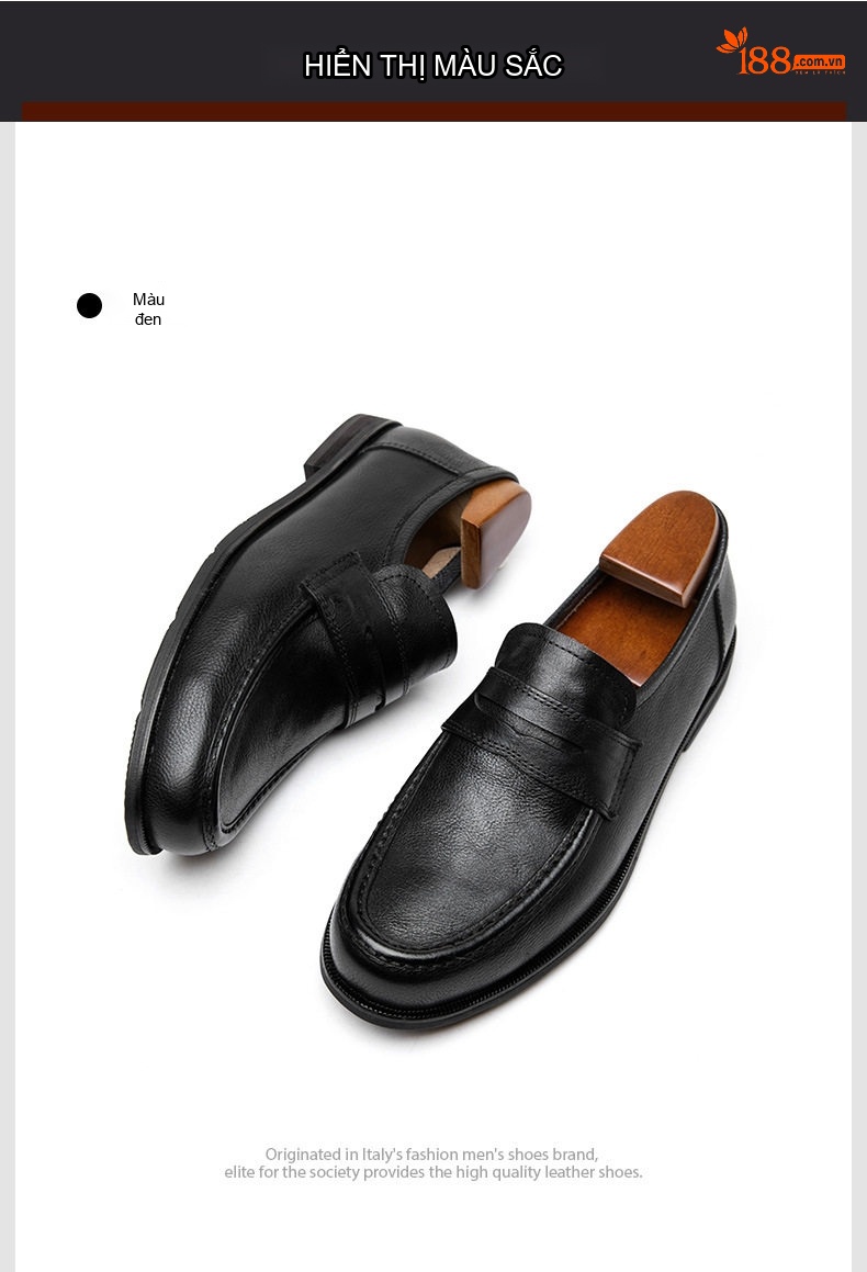 Giày Lười Nam Da Bò Retro Thủ Công Chiều Cao Đế Khoảng 2.5cm Màu Nâu, Đen chi tiết 16