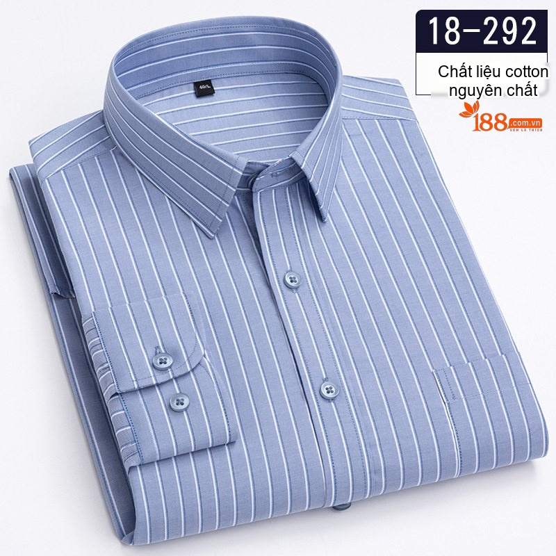 Áo Sơ Mi Dài Tay Nam Cotton Họa Tiết Kẻ Sọc Nhỏ Phong Cách Casual