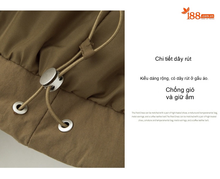 Áo Khoác Cotton Chần Bông Ngắn Tay Thiết Kế Hàn Quốc Màu Nâu Đỏ, Kem, Xanh Olive chi tiết 9
