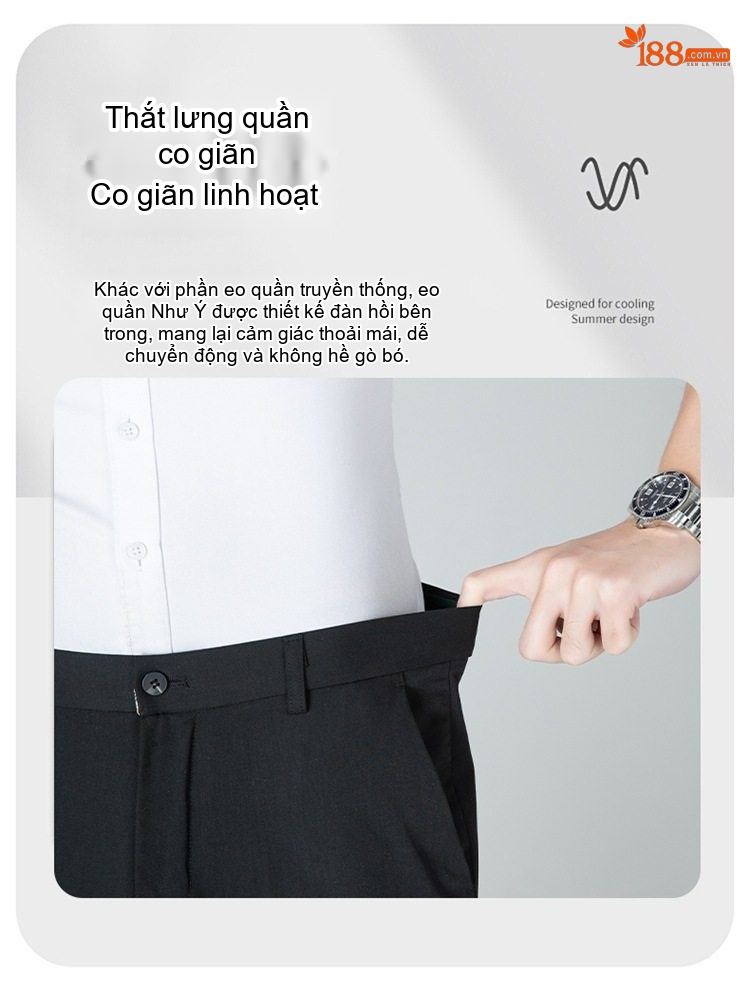 Quần Âu Nam Dáng Slimfit Vải Co Giãn Chống Nhăn Màu Đen, Xám, Xanh Navy chi tiết 8