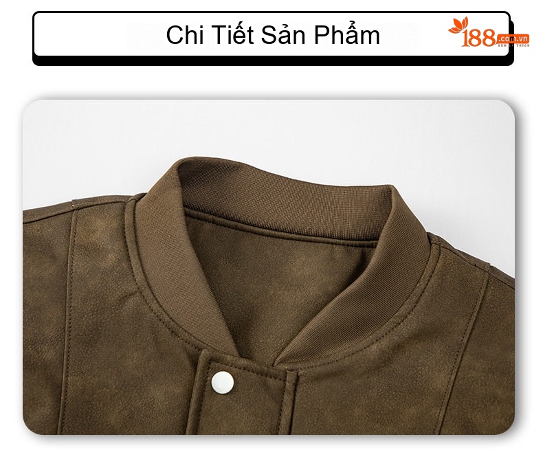 Áo Khoác Da PU Nam Cổ Bóng Chày Phong Cách Đường Phố Màu Nâu, Xanh, Xám chi tiết 27