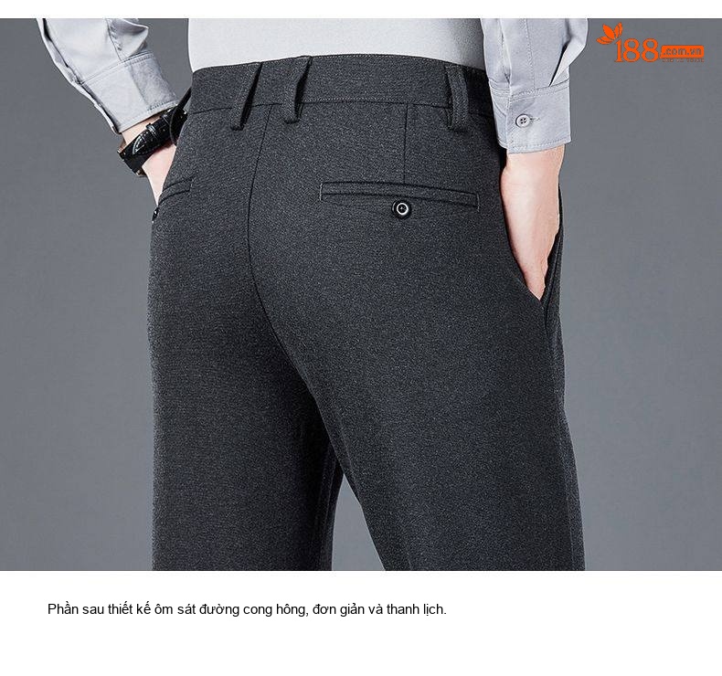 Quần Âu Nam Mềm Mại Wool Co Giãn Dáng Ôm Vừa Màu Xám, Nâu, Đen chi tiết 28