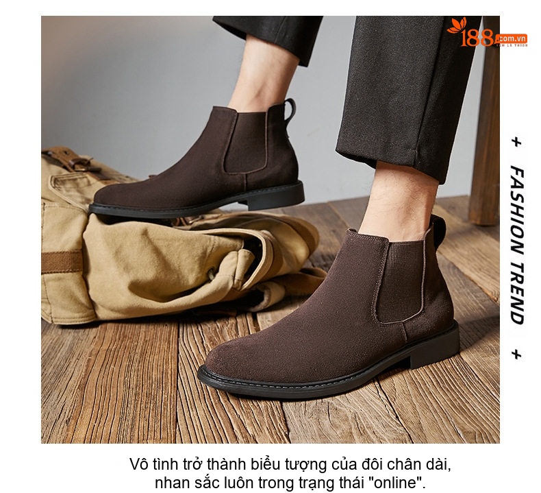 Boot Chelsea Nam Da Mờ Cao Cổ Chiều Cao Đế Khoảng 3cm Màu Đen, Nâu, Xám chi tiết 13
