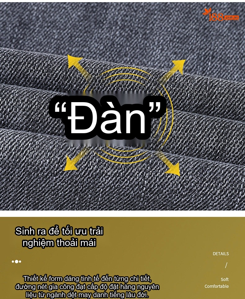 Quần Jean Dáng Suông Nam Co Giãn Thoải Mái Phong Cách Thời Trang Màu Xanh, Xám, Đen chi tiết 5