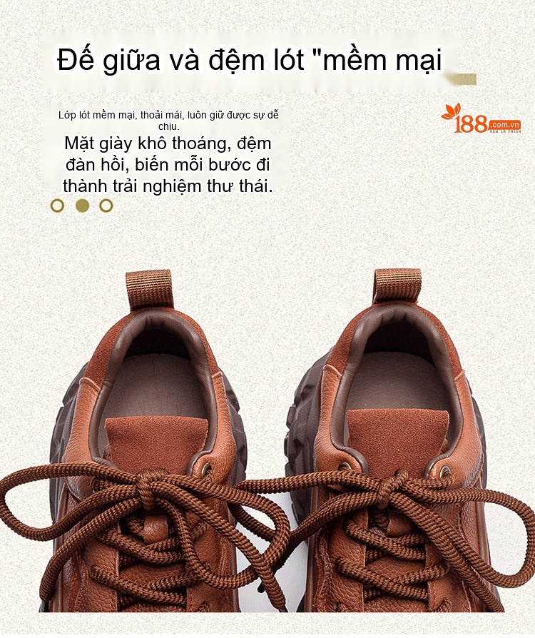 Giày Thể Thao Nữ Da Bò Mũi Tròn Chiều Cao Đế Khoảng 4cm Màu Đen, Nâu chi tiết 5
