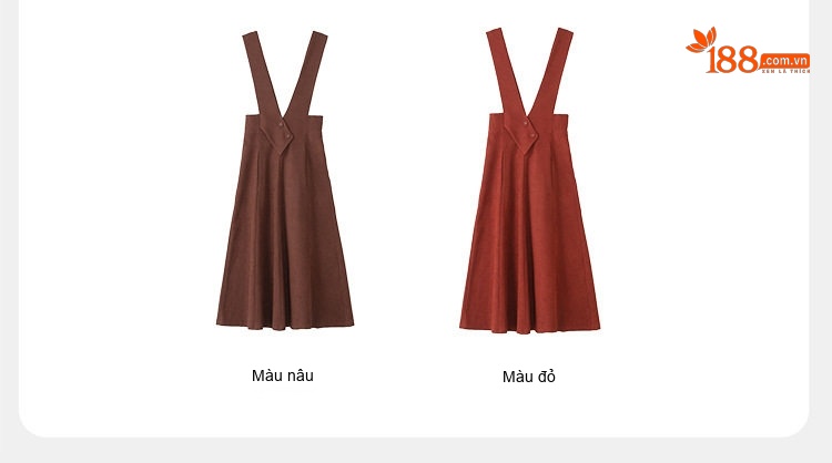 Váy Yếm Set Áo Dài Tay Thiết Kế dáng chữ A Phong Cách Hàn Quốc Màu Nâu, Đen chi tiết 2
