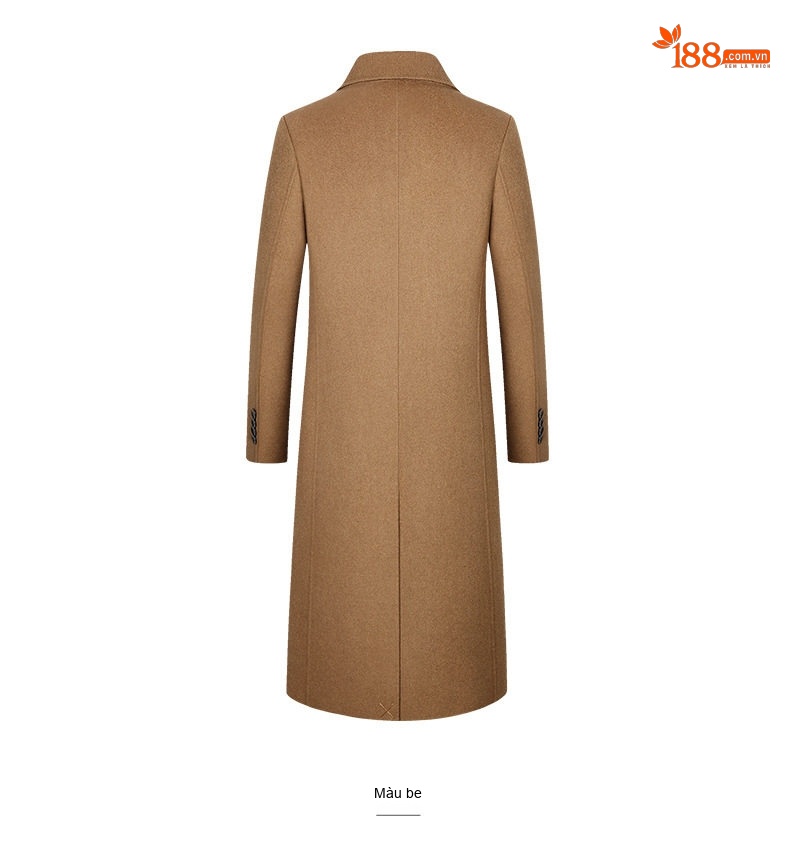 Áo Khoác Dạ Nam Dáng Dài Quá Gối Hai Mặt Cotton Màu Nâu, Xanh Navy, Đen chi tiết 13