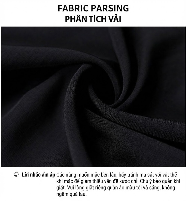 Váy Lụa Tằm Tơ A Line Tay Ngắn Thiết Kế Thắt Eo Thanh Lịch Màu Đen chi tiết 5