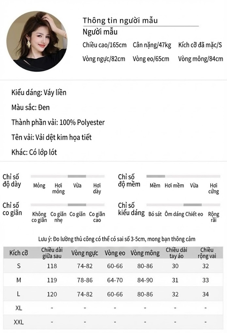 Váy Ôm Body Nữ Tay Lỡ Thiết Kế Xẻ Tà Dáng Dài Màu Đen chi tiết 2