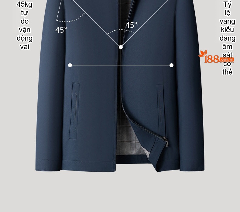 Áo Khoác Bomber Nam Cổ Trụ Dáng Ôm Vừa Vặn Màu Xanh Navy chi tiết 9