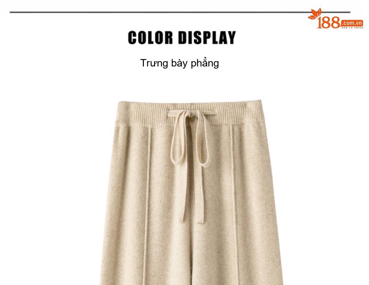 Quần Ống Rộng Nữ Lưng Cao Chất Liệu Lông Dê Cashmere Dáng Suông Dây Rút Màu Trắng, Be, Nâu chi tiết 6