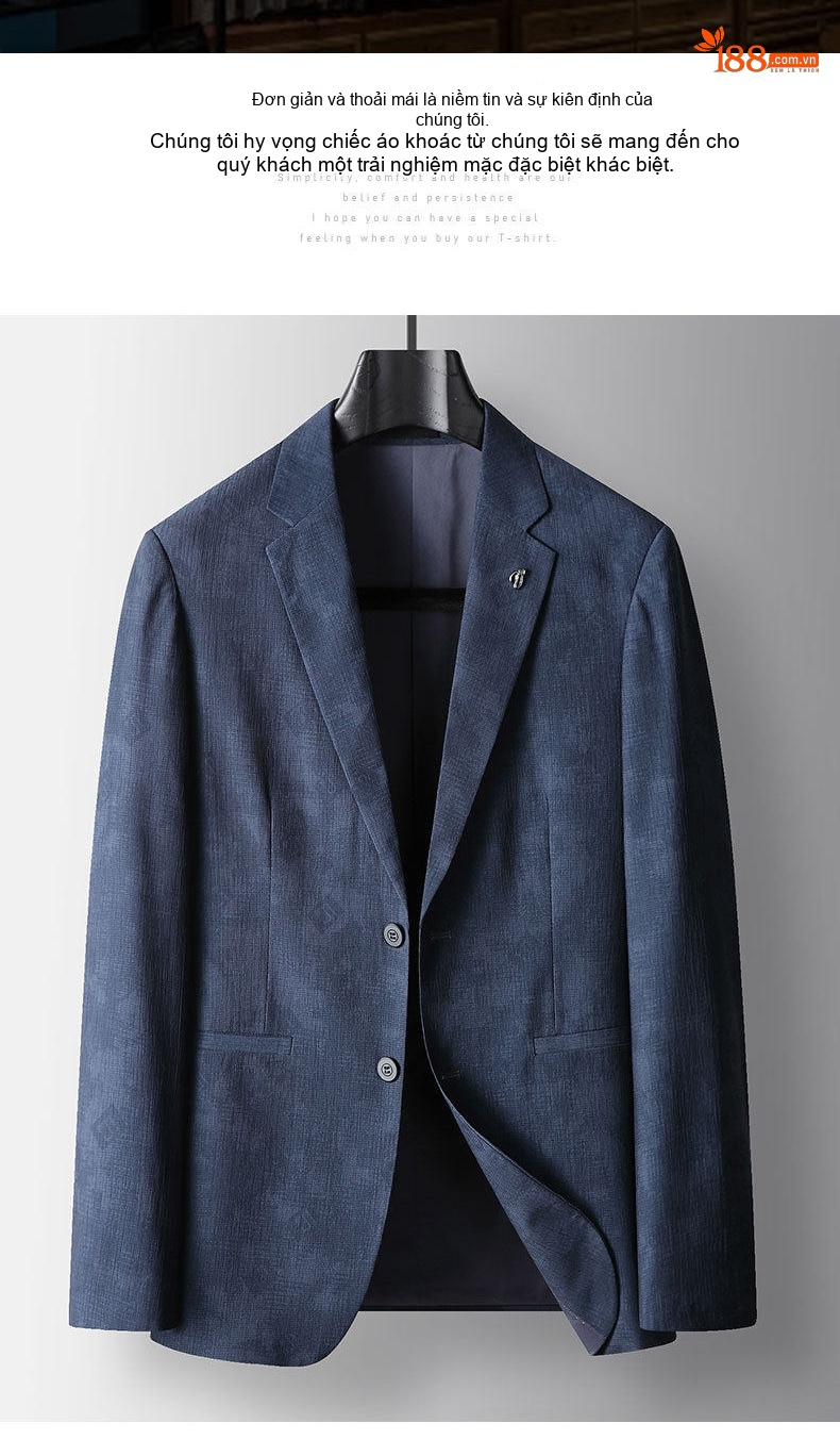 Áo Vest Blazer Nam Mỏng Nhẹ Phong Cách Thanh Lịch Màu Xanh chi tiết 4