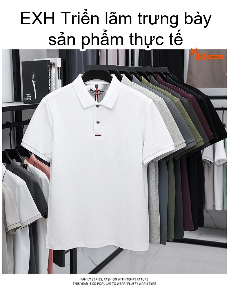 Áo Polo Nam Cổ Bẻ Mỏng Thoáng Khí Phong Cách Casual Màu Xám chi tiết 16