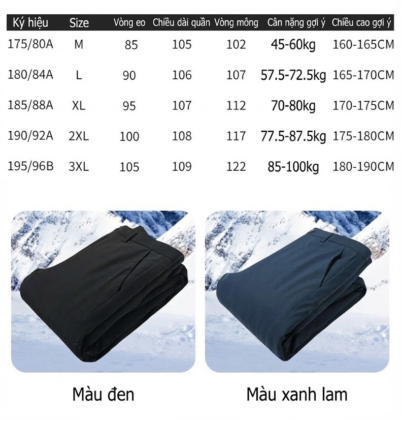 Quần Tây Nam Trung Niên Lót Lông Dáng Ôm Vừa Mùa Đông Màu Đen, Xanh Navy chi tiết 20