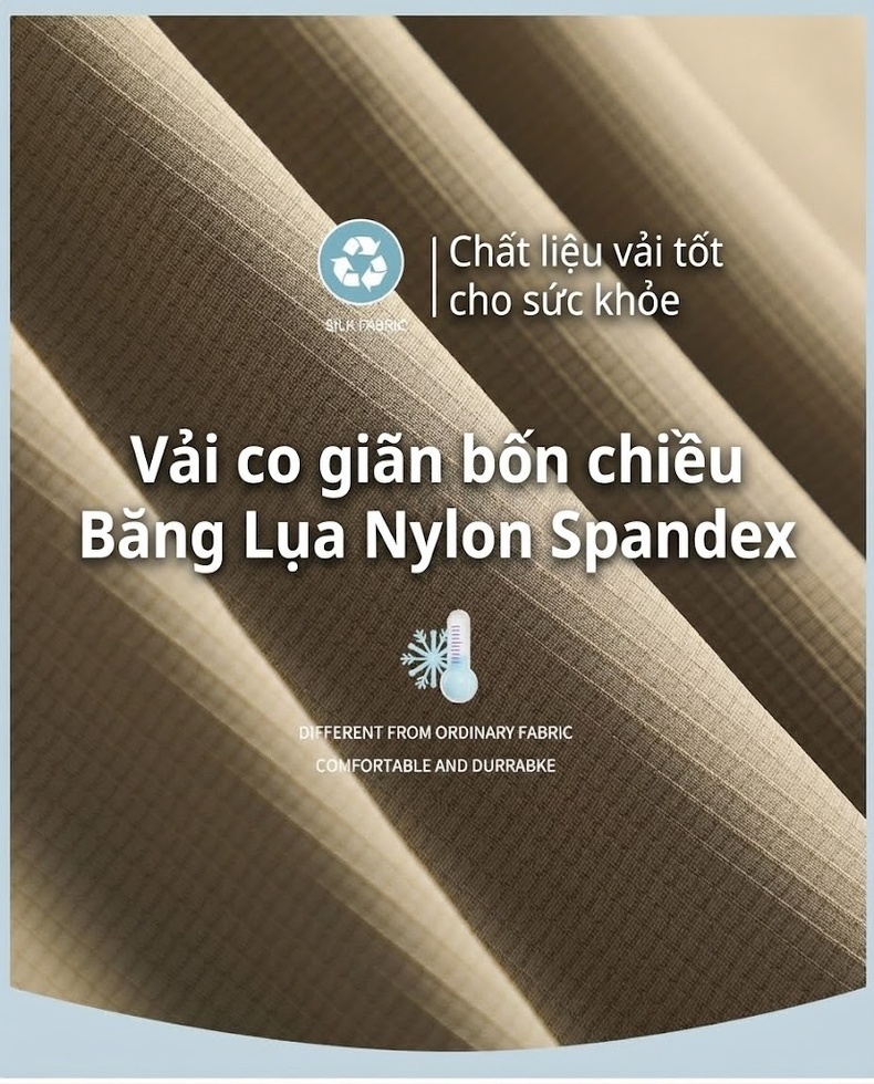 Quần Dài Nam Ống Đứng Lưng Thun Co Giãn Chống Nhăn Mỏng Mát Màu Kem, Xám, Xanh Đen chi tiết 3