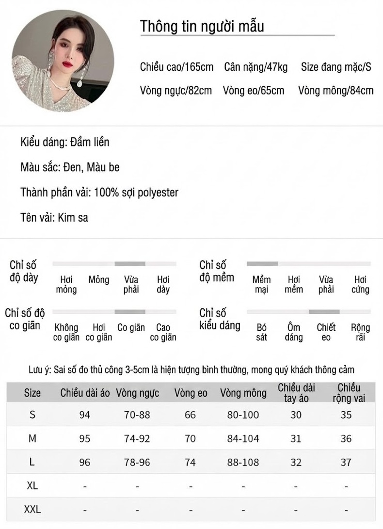 Váy Đầm Dự Tiệc Nữ Thiết Kế Ôm Dáng Đính Kim Sa Lấp Lánh Màu Đen, Bạc chi tiết 2