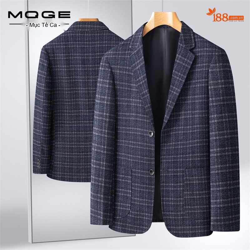 Áo Vest Nam Kẻ Sọc Business Casual Một Hàng Khuy Không Ủi Màu Xanh Than