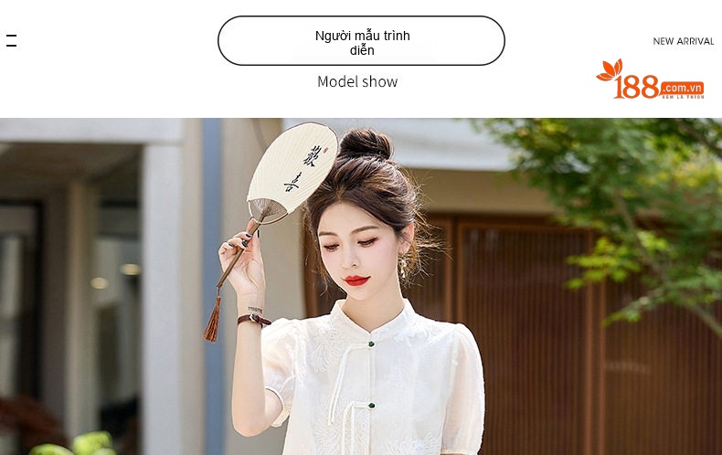 Váy Bộ Quốc Phong Cách Tân Nữ Thiết Kế Áo Quần Rời Thanh Lịch Màu Trắng chi tiết 6