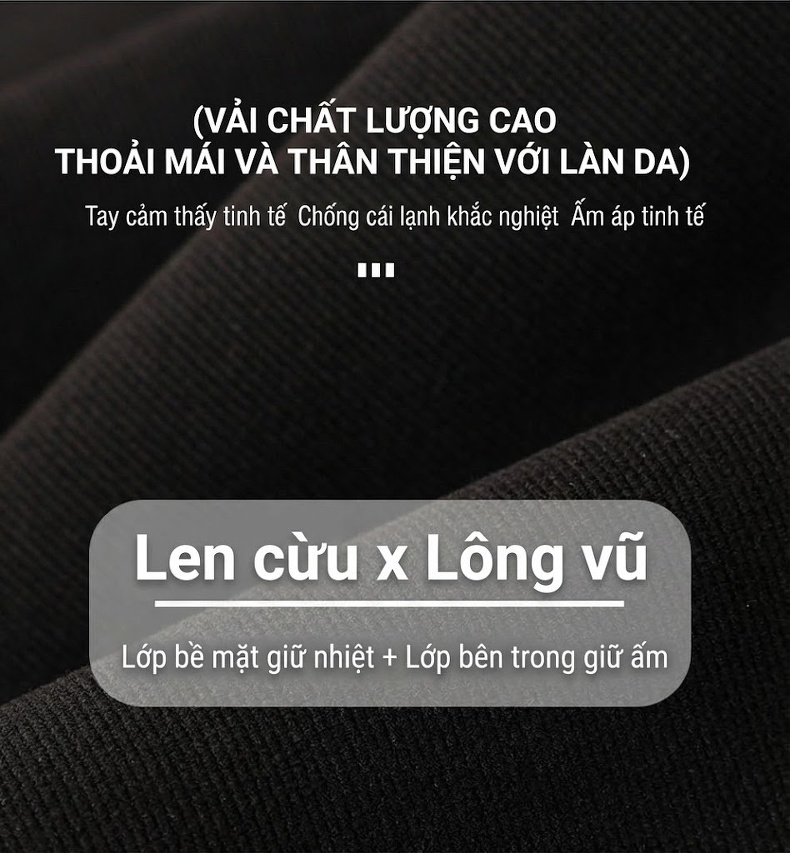 Quần Dài Nam Ống Suông Giữ Ấm Lót Lông Cừu Co Giãn Thoải Mái Màu Đen, Xanh Navy chi tiết 7