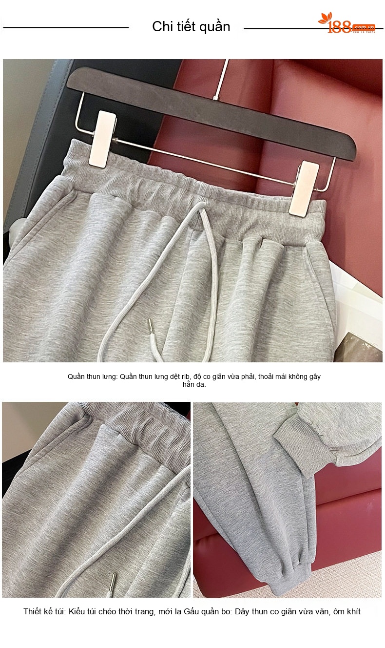 Bộ Quần Áo Nữ Thun Dài Tay In Hình Bướm Phong Cách Thể Thao chi tiết 7