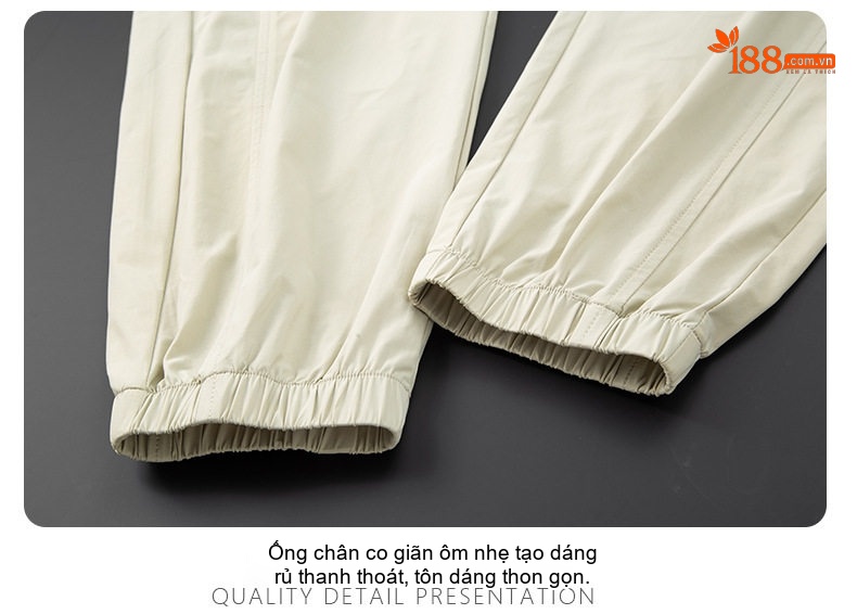 Quần dài thể thao nam ống bo thun lưng co giãn chất băng lụa mùa hè chi tiết 17