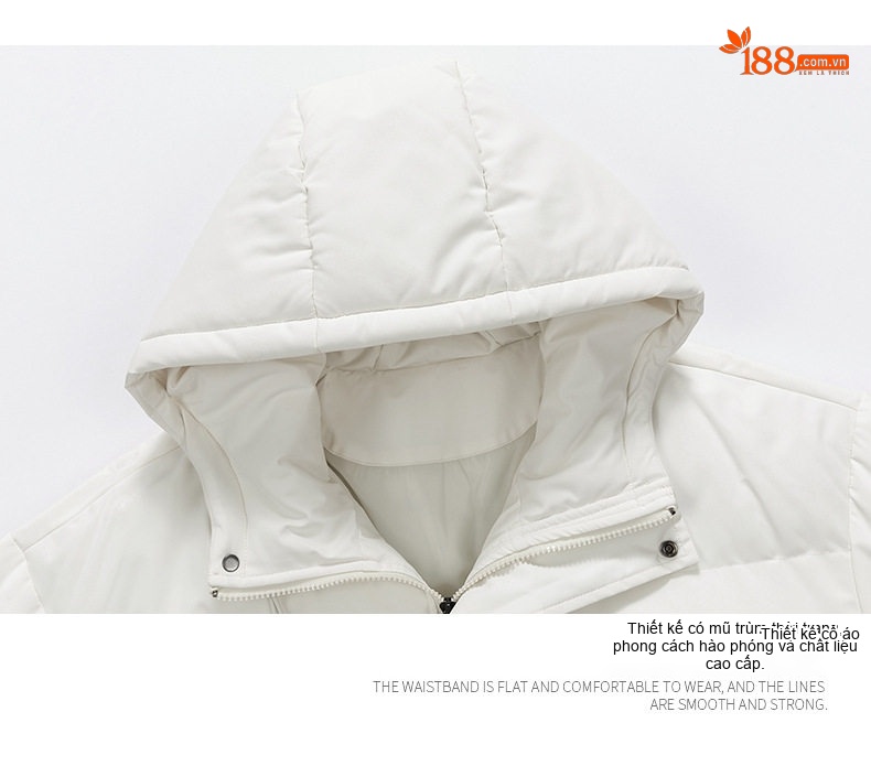 Áo Khoác Cotton Nam Nữ Dáng Rộng Mũ Trùm Đầu Kiểu Mỹ Dày Dặn Màu Đen, Tím, Đỏ, Kem... chi tiết 5