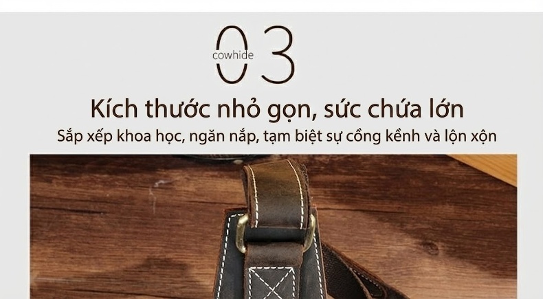 Túi Đeo Chéo Nam Da Mờ Phong Cách Retro Cao Cấp Màu Nâu chi tiết 64