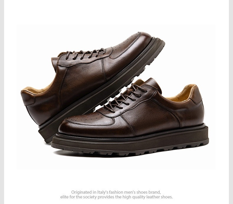 Giày Sneaker Nam Da Thật Buộc Dây Đế Cao 4cm Thoáng Khí chi tiết 19