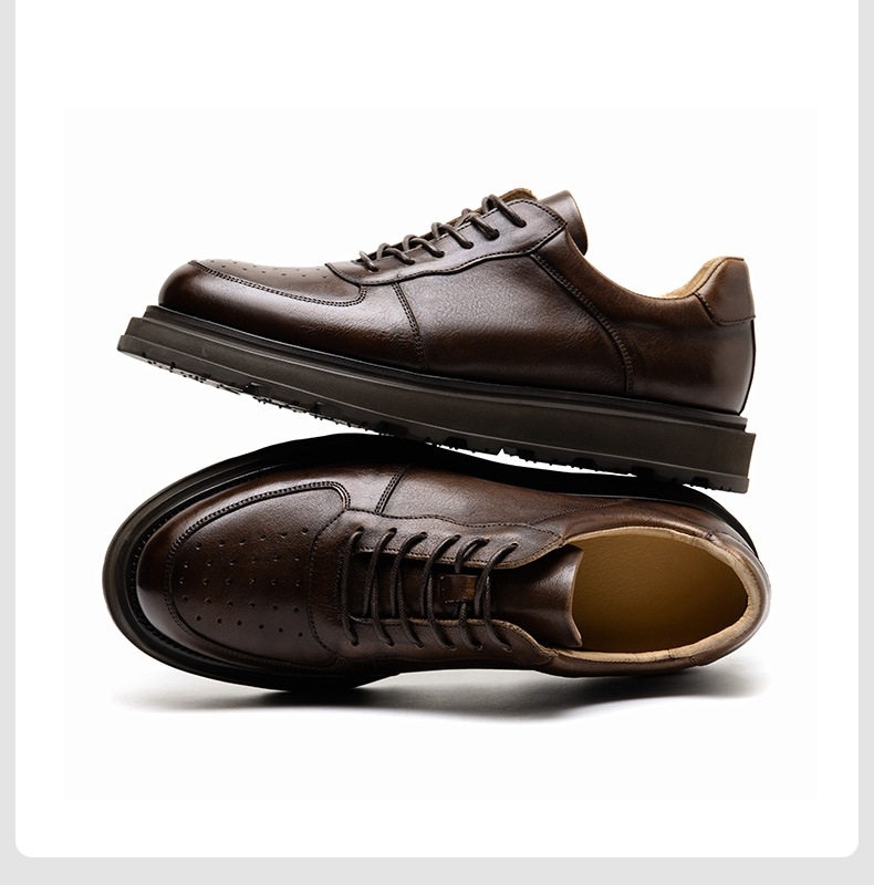 Giày Sneaker Nam Da Thật Buộc Dây Đế Cao 4cm Thoáng Khí chi tiết 20