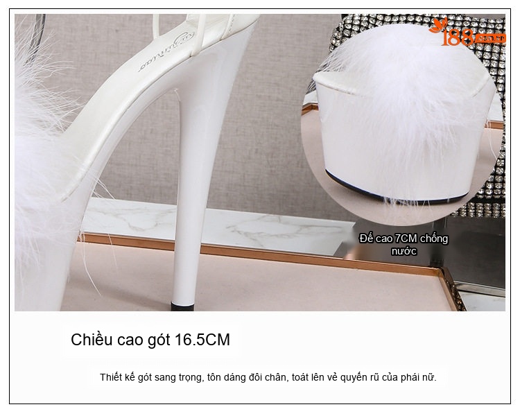 Giày Sandal Cao Gót Nữ Quai Dây Buộc Da Bóng Gót Cao 10cm - 12cm Màu Đen, Đỏ, Trắng, Xanh... chi tiết 5