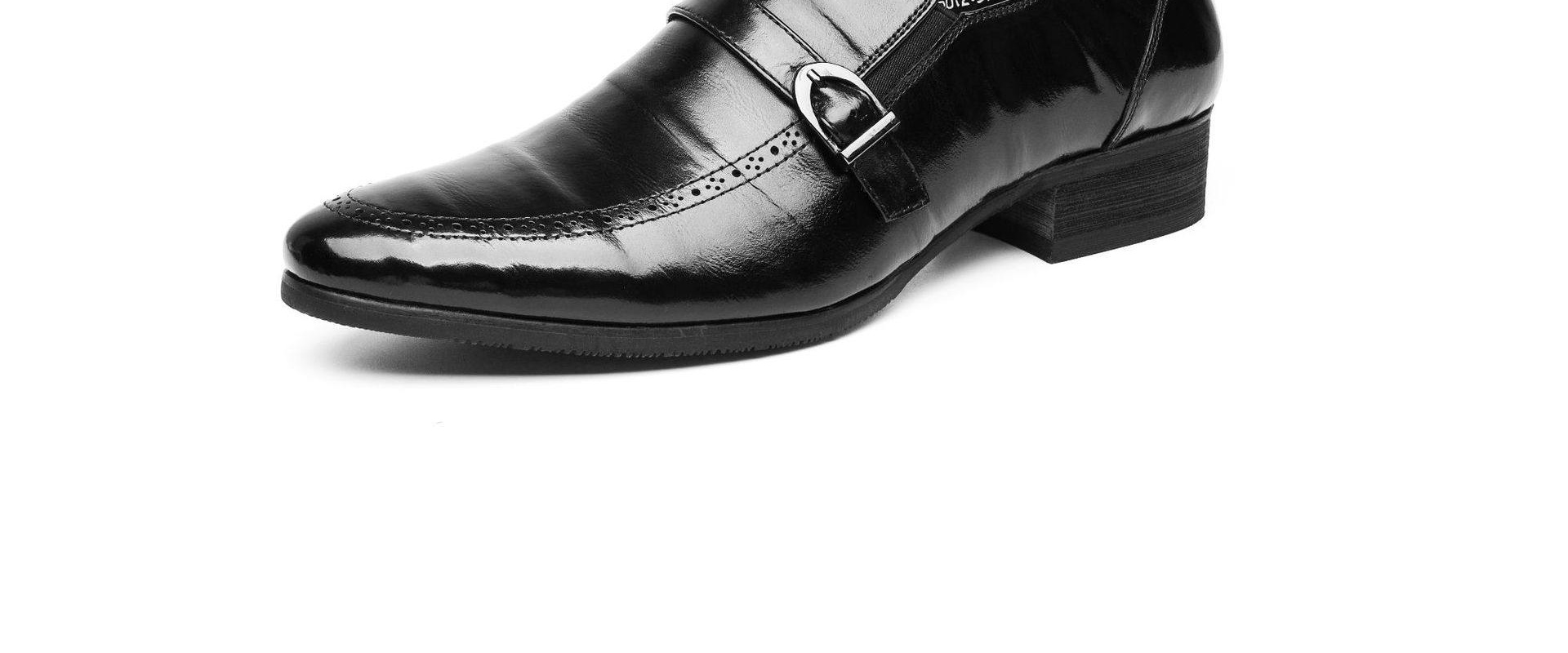 Giày Lười Nam Da Bò Mũi Nhọn Chiều Cao Đế Khoảng 3cm Màu Đen chi tiết 10