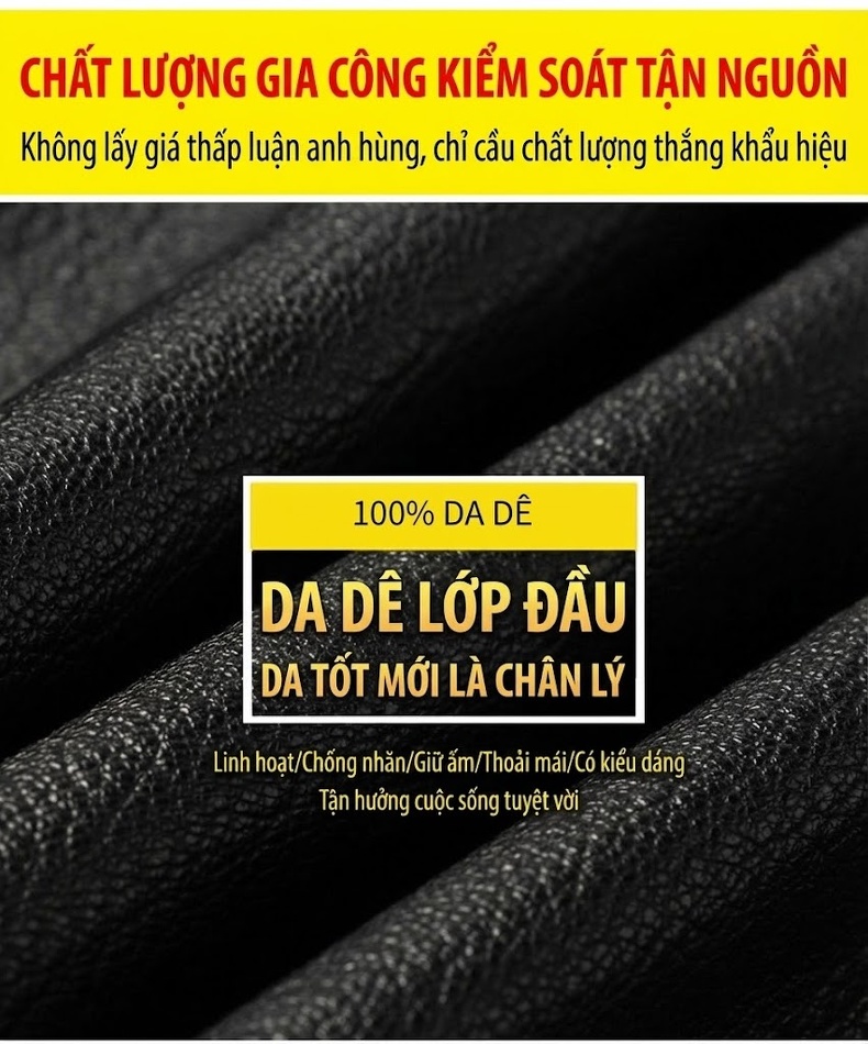 Áo Khoác Da Thật Nam Dáng Dài Dáng Dài Lót Lông Chồn Có Mũ Màu Đen chi tiết 1