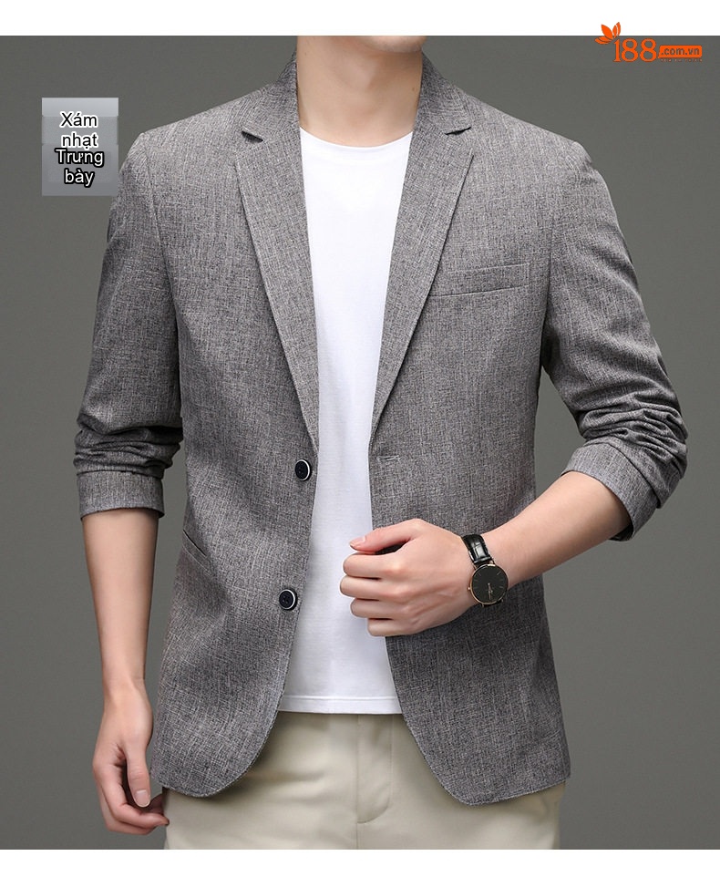 Áo Vest Nam Cotton Linen Mỏng Dáng Ôm Màu Xám chi tiết 15