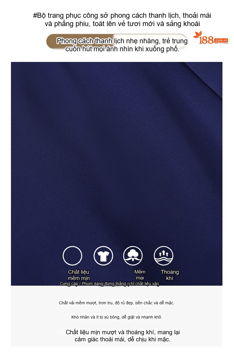 Bộ Vest Công Sở Nữ Tay Ngắn Quần/Chân Váy Áo Peplum Màu Đen, Xanh Navy chi tiết 7