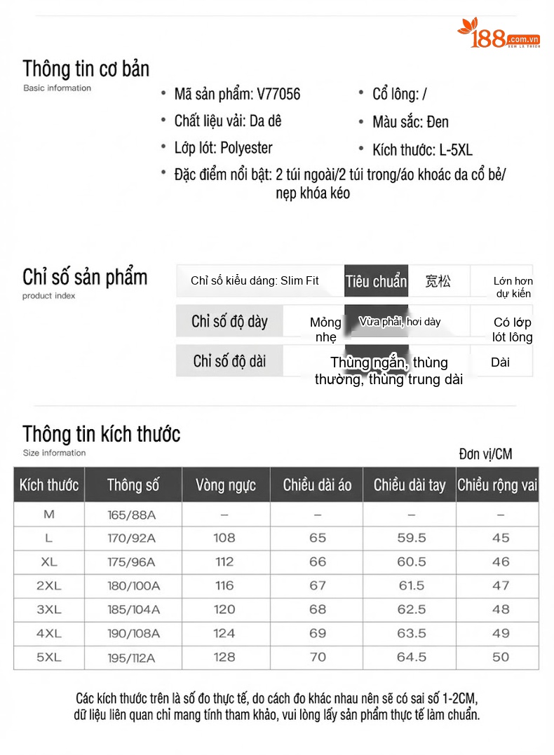 Áo Khoác Da Thật Nam Da Dê Cổ Bẻ Lịch Lãm Phong Cách Doanh Nhân Màu Đen chi tiết 6