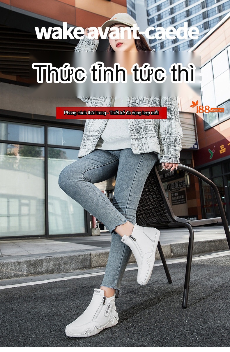 Boot Martin Nữ Da Thật Lót Lông Cao Cổ Đế Cao Su 3cm chi tiết 1