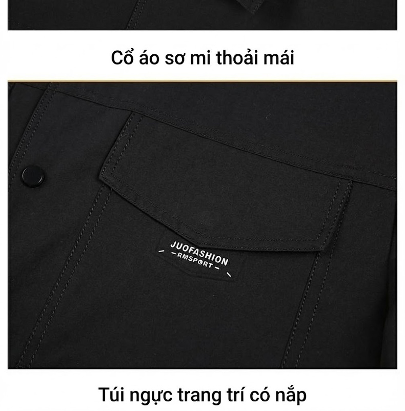 Áo Khoác Công Sở Nam Cổ chữ Vuông Phong Cách Casual Màu Đen, Xám chi tiết 22