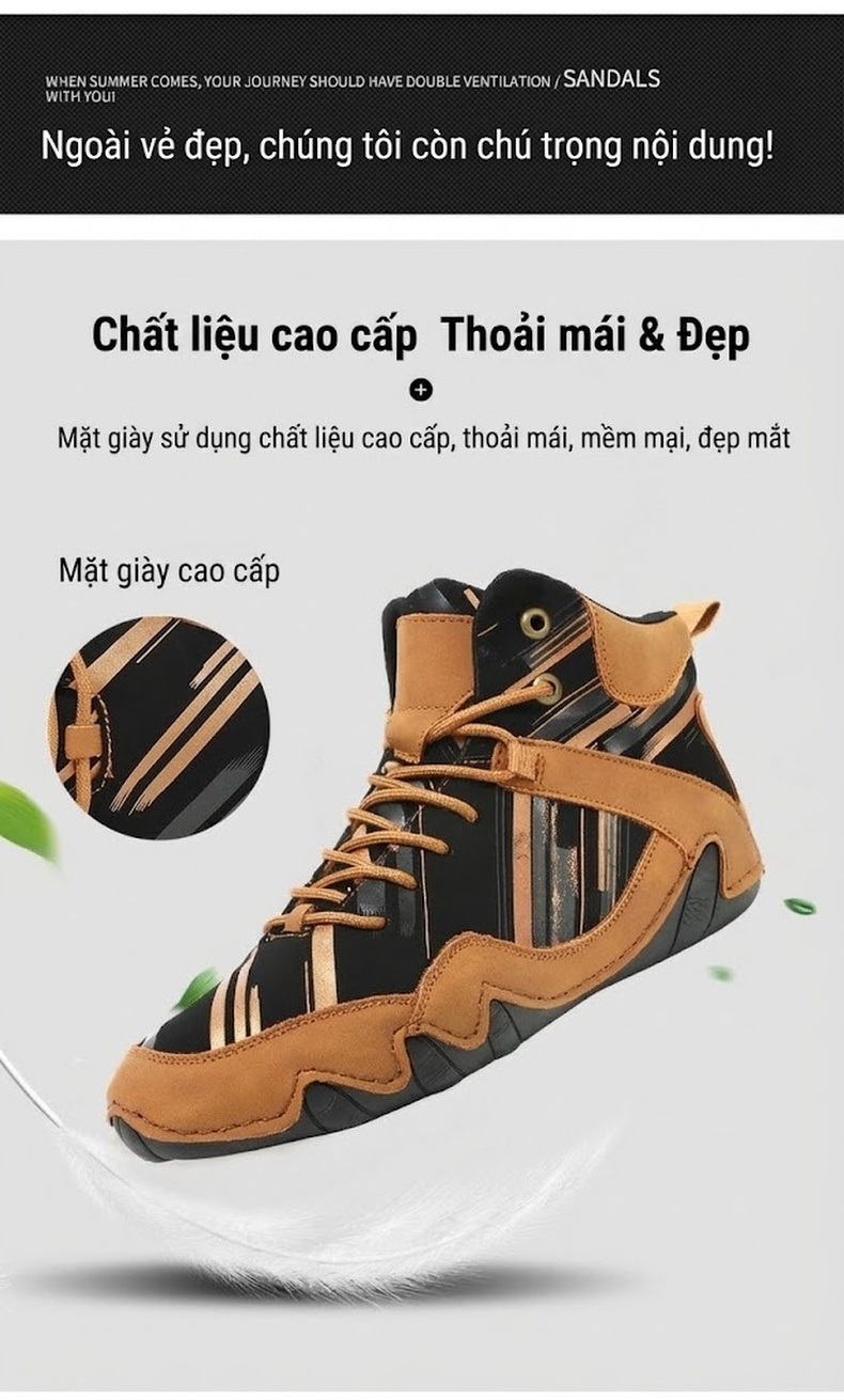Giày Boot Martin Nam Cao Cổ Phong Cách Casual Chiều Cao Đế Khoảng 3cm Màu Đen, Nâu, Xám chi tiết 5
