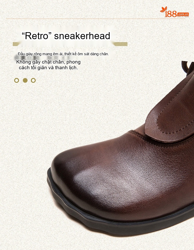 Giày Boot Nữ Cổ Thấp Da Mờ Đế Bệt Chiều Cao Đế Khoảng 2cm Màu Đen, Nâu, Xám chi tiết 4