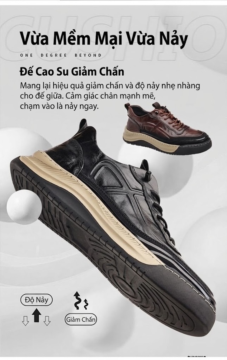 Giày Thể Thao Buộc Dây Nam Da Bóng Chiều Cao Đế Khoảng 4cm Màu Đen, Nâu chi tiết 2