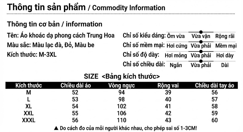 Áo Khoác Lông Cừu Cổ Tàu Tay Lỡ Khuy Nút Phong Cách Trung Hoa Màu Be, Nâu, Đỏ chi tiết 9