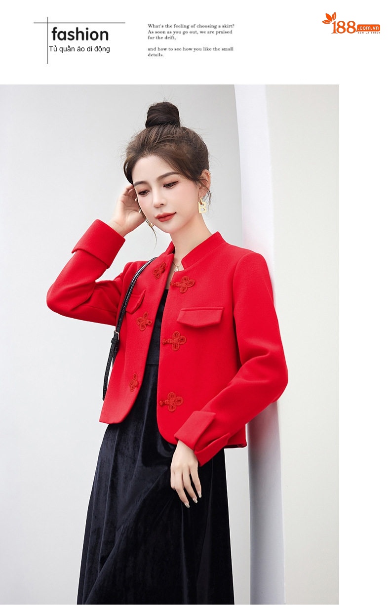 Áo Khoác Lông Cừu Cổ Tàu Tay Lỡ Khuy Nút Phong Cách Trung Hoa Màu Be, Nâu, Đỏ chi tiết 25