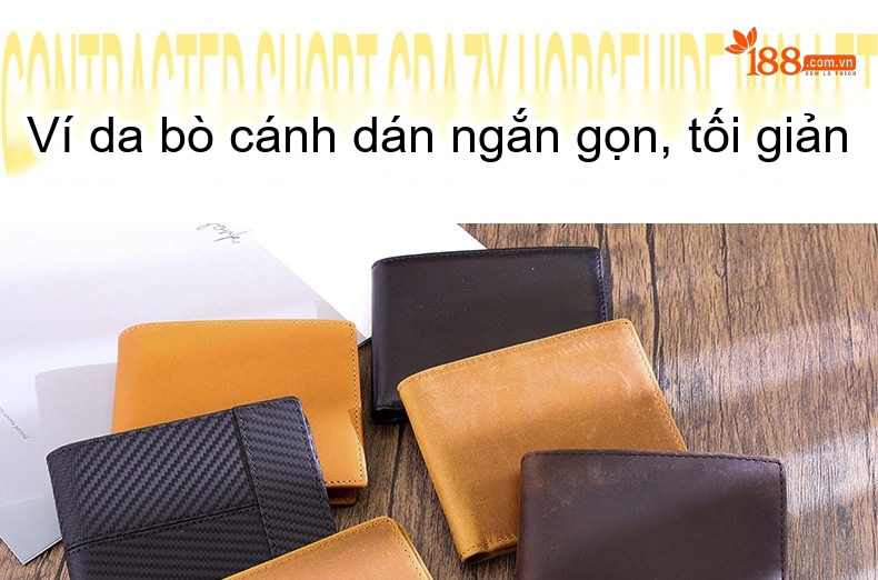 Ví Ngắn Nam Da Bò RFID Chống Trộm Cổ Điển Màu Nâu, Đen chi tiết 1