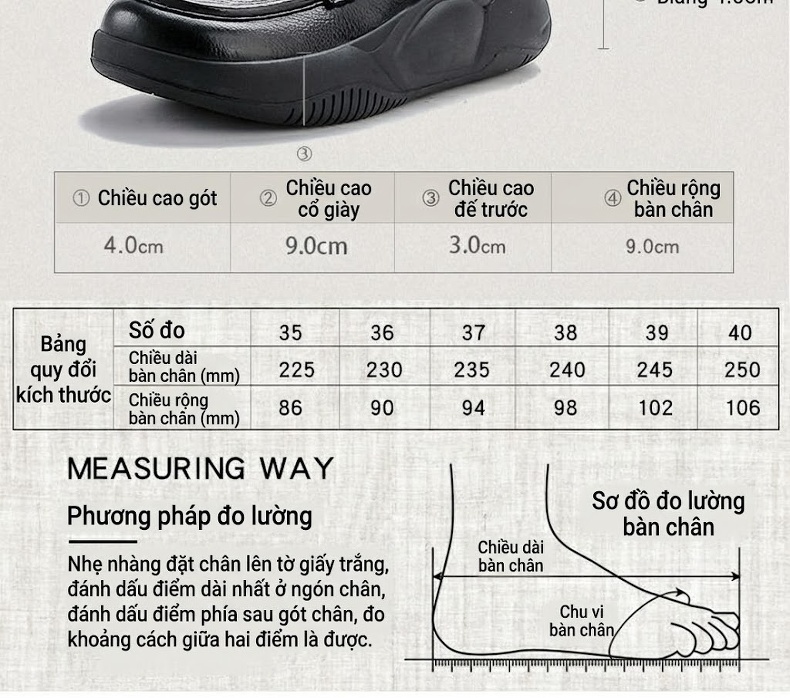 Giày Boot Nữ Da Bò Lót Lông Cừu Non Cổ Cao Dây Buộc Chiều Cao Đế Khoảng 5cm Màu Be, Đen chi tiết 4