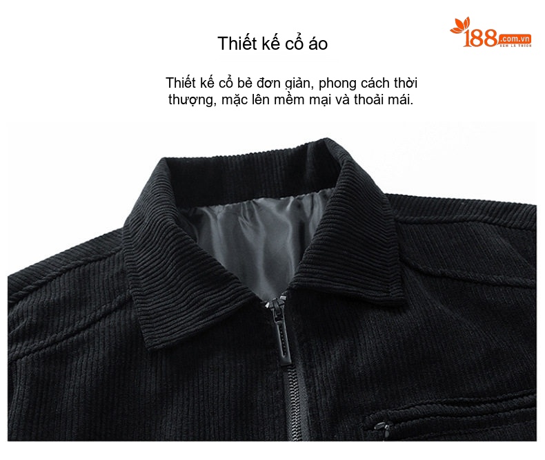 Áo Khoác Bomber Nam Cổ Bẻ Vải Lanh Gân Phong Cách Công Sở Màu Nâu, Đen, Xám, Xanh Lá... chi tiết 6